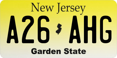 NJ license plate A26AHG