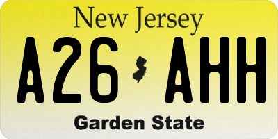 NJ license plate A26AHH