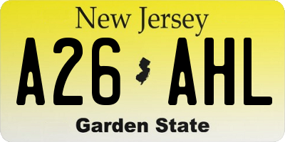 NJ license plate A26AHL