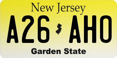 NJ license plate A26AHO