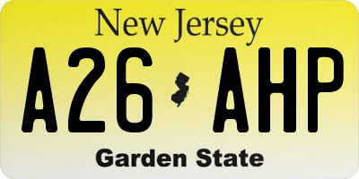 NJ license plate A26AHP