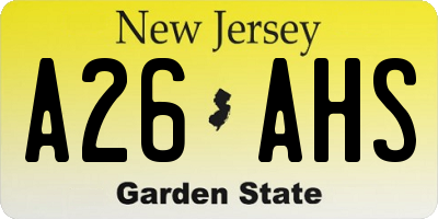 NJ license plate A26AHS