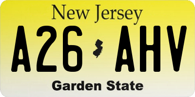 NJ license plate A26AHV