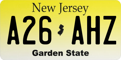 NJ license plate A26AHZ
