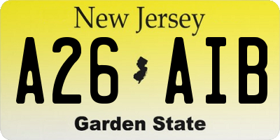 NJ license plate A26AIB