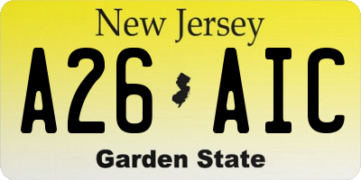 NJ license plate A26AIC