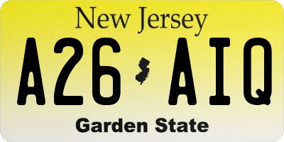 NJ license plate A26AIQ