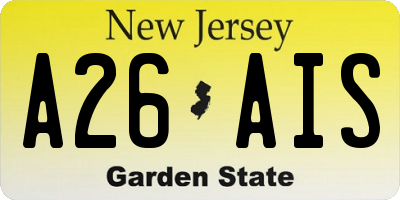 NJ license plate A26AIS