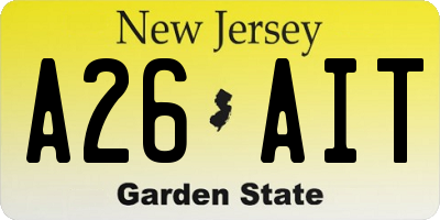 NJ license plate A26AIT