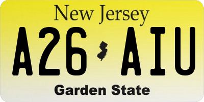 NJ license plate A26AIU