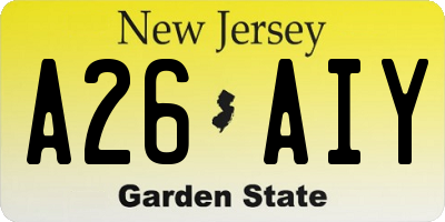 NJ license plate A26AIY