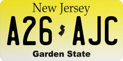 NJ license plate A26AJC