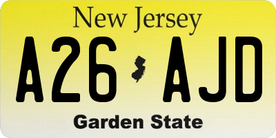 NJ license plate A26AJD