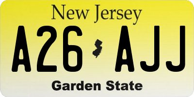 NJ license plate A26AJJ