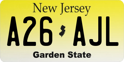NJ license plate A26AJL