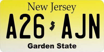NJ license plate A26AJN
