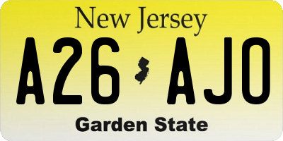 NJ license plate A26AJO
