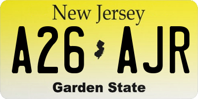 NJ license plate A26AJR