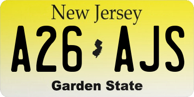 NJ license plate A26AJS
