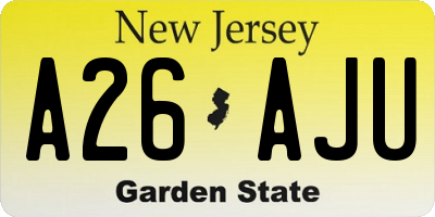 NJ license plate A26AJU