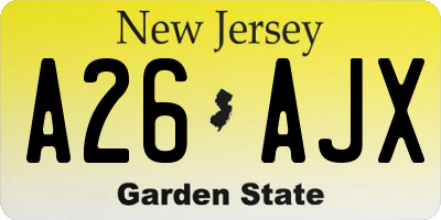 NJ license plate A26AJX