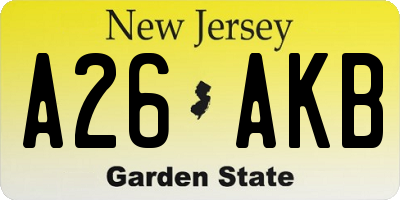 NJ license plate A26AKB