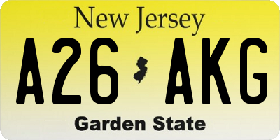 NJ license plate A26AKG