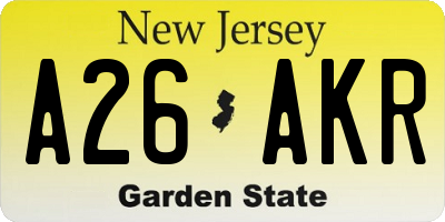 NJ license plate A26AKR