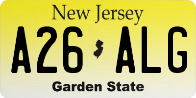 NJ license plate A26ALG