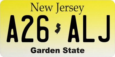 NJ license plate A26ALJ
