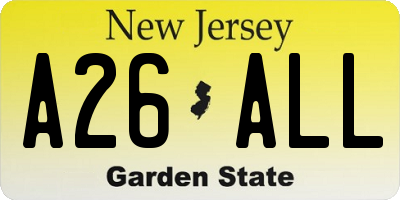 NJ license plate A26ALL