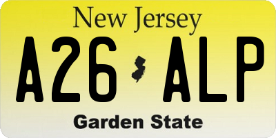 NJ license plate A26ALP