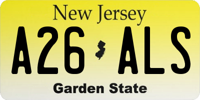 NJ license plate A26ALS