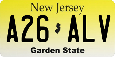 NJ license plate A26ALV