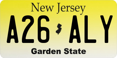 NJ license plate A26ALY