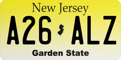 NJ license plate A26ALZ