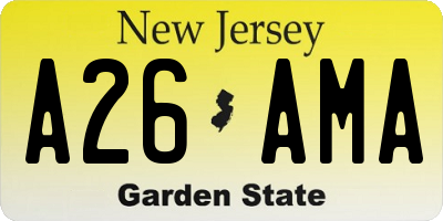 NJ license plate A26AMA
