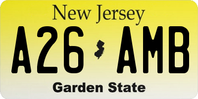 NJ license plate A26AMB