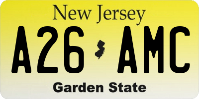NJ license plate A26AMC