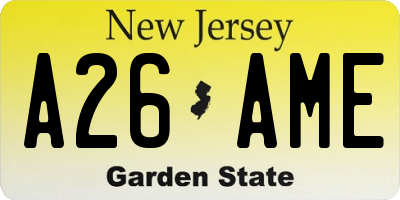 NJ license plate A26AME