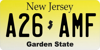 NJ license plate A26AMF