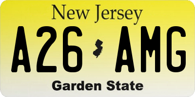 NJ license plate A26AMG