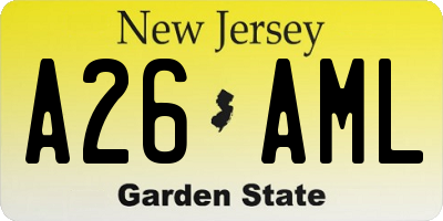 NJ license plate A26AML