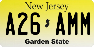 NJ license plate A26AMM