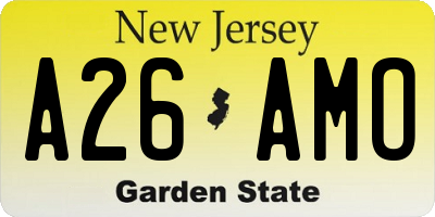 NJ license plate A26AMO