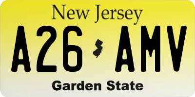 NJ license plate A26AMV