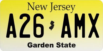 NJ license plate A26AMX