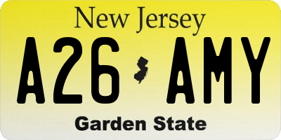 NJ license plate A26AMY