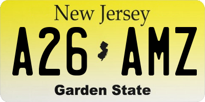 NJ license plate A26AMZ
