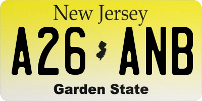 NJ license plate A26ANB
